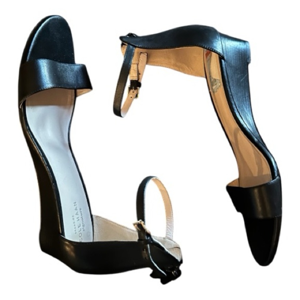 Cole Haan Black Open-Toe Heels